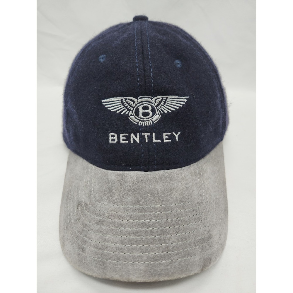 Bentley Hat Cap Strap Back Mens Black Gray Suede Brim Embroidered Logo Luxury